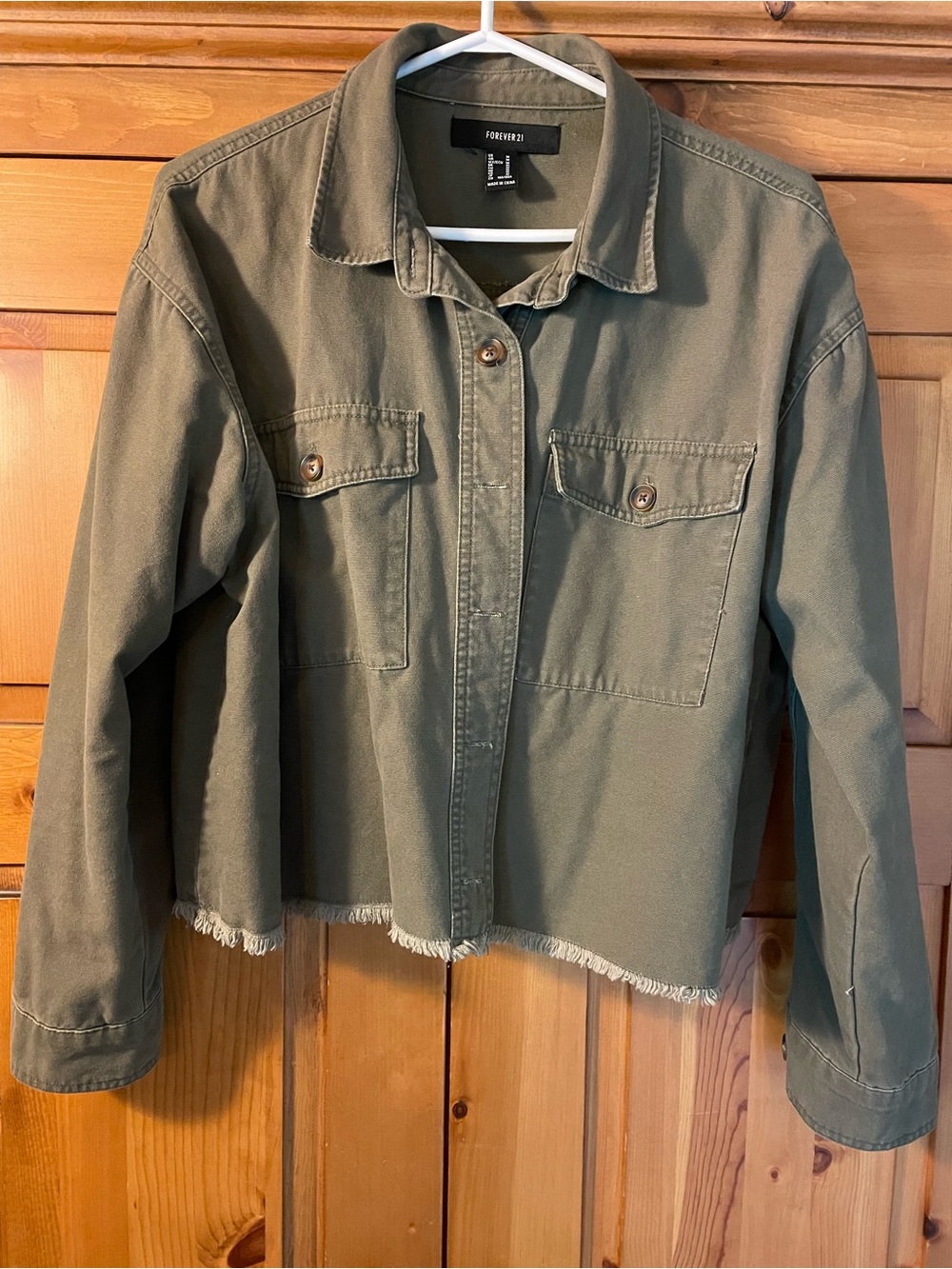 Forever 21 Olive Utility Cropped Jacket